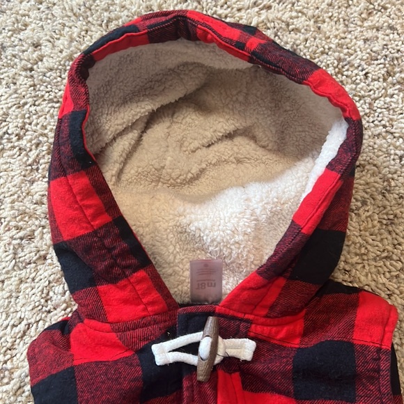 BNWOT super soft & warm red/black plaid hooded fleece vest for 18M boy/girl!! - Picture 3 of 6